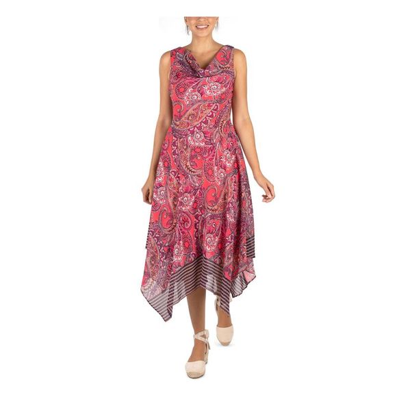 ROBBIE BEE Womens Pink Sleeveless Cowl Neck Midi Party Sheath Dress Petites 4P - Picture 1 of 4